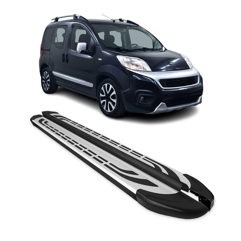 Marchepieds Latéraux pédale pour Fiat Fiorino 2007-2021 Aluminium Gris Noir 2x