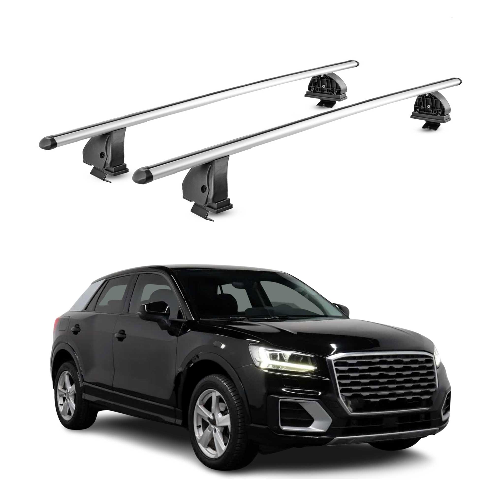 Barres de toit transversales Alu pour Audi Q2 2017-2026 TÜV 75 kg Gris 2Pcs