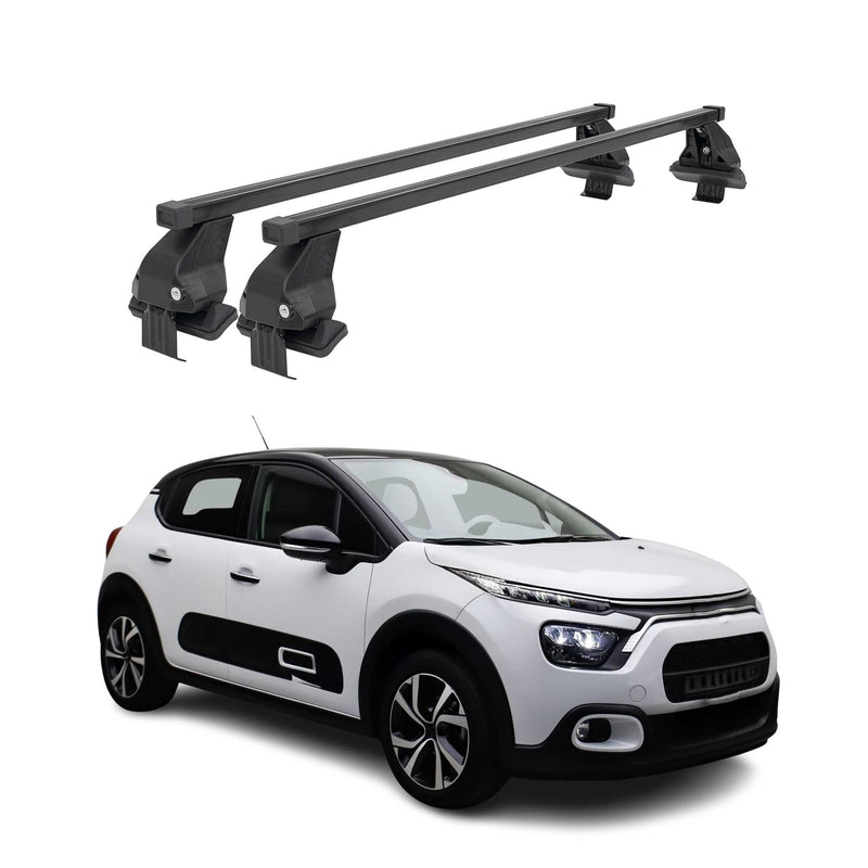 Menabo Barres de toit Transversales pour Citroën C3 mk4 /e-C3 2024-2025 Noir 2x