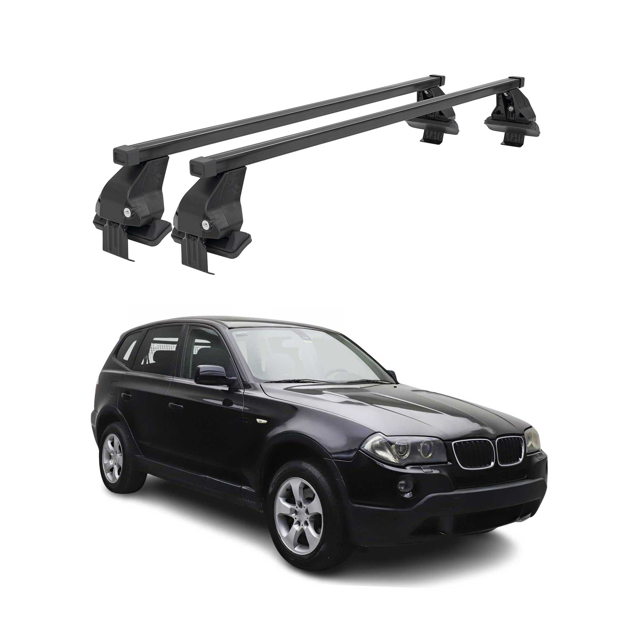Barres de toit transversales Menabo pour BMW X3 E83 2003-2010 Noir