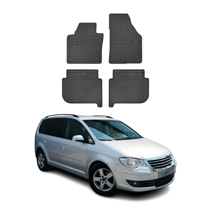 Tapis de Sol pour VW Touran 2003-2010 Caoutchouc Noir