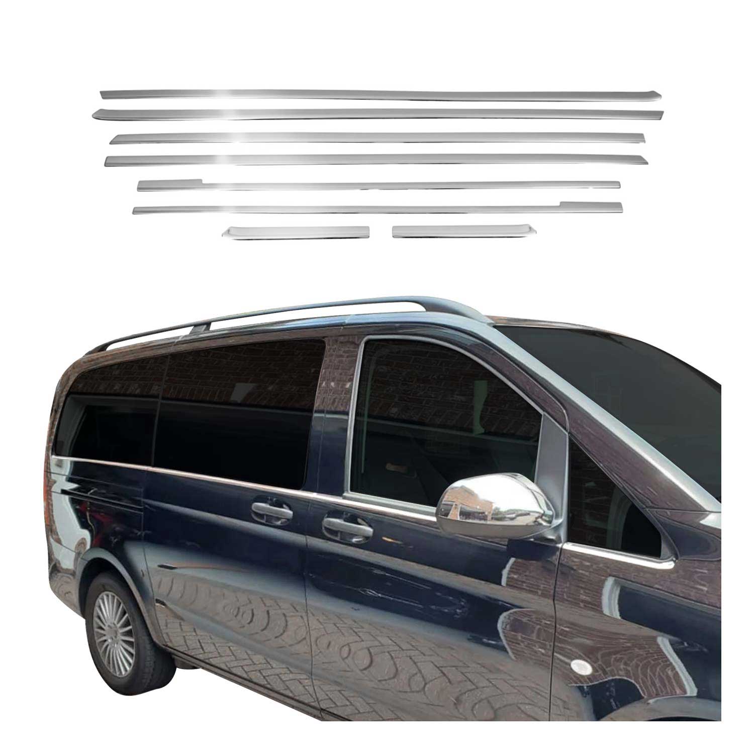 Garniture de Fenêtre pour Mercedes Vito W447 2014-2025 Acier Inox 8Pcs