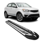 Marchepieds Latéraux pour Ssangyong Korando 2011-2019 Aluminium Gris Noir 2Pcs
