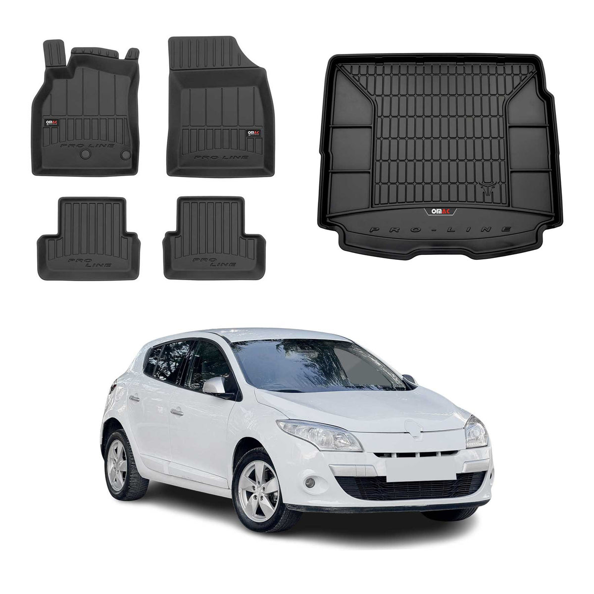 OMAC Kit Tapis de Sol et Coffre pour Renault Megane Break 2008-2015