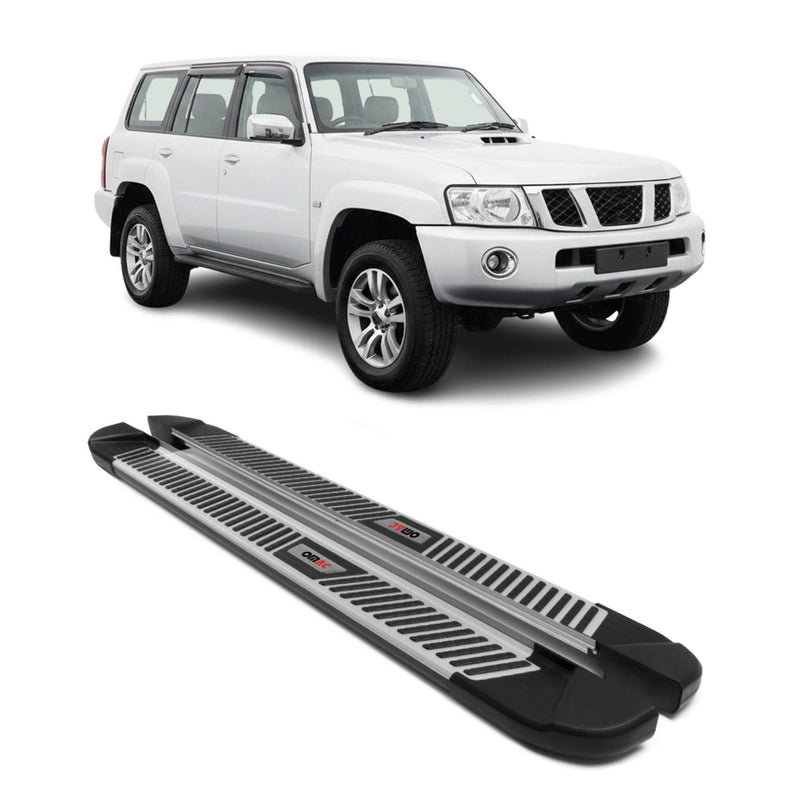 Marchepieds Latéraux pour Nissan Patrol 2010-2024 Noir Gris Aluminium 2Pcs
