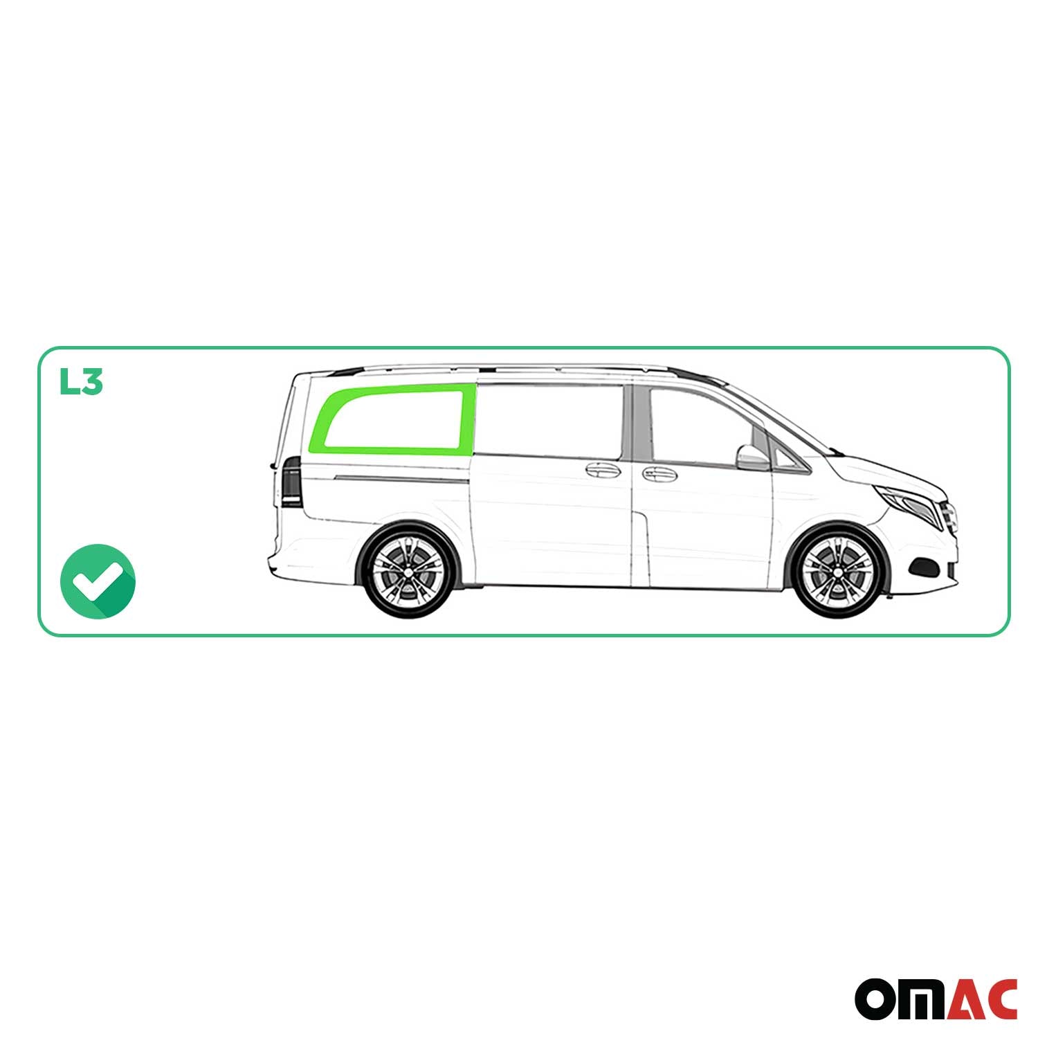 Vitre de Porte pour Mercedes Vito W447 2014-2026 L3 Arrière Droit Verre fixe