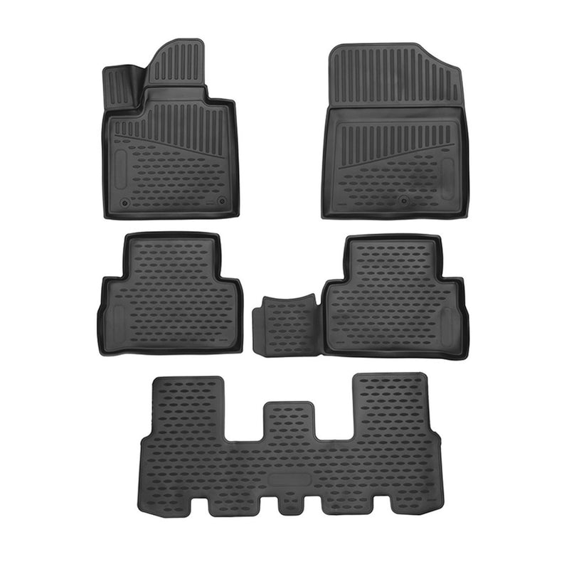 Tapis de sol pour Hyundai Sante Fe 2020-2024 7Places caoutchouc TPE 3D Noir 5x