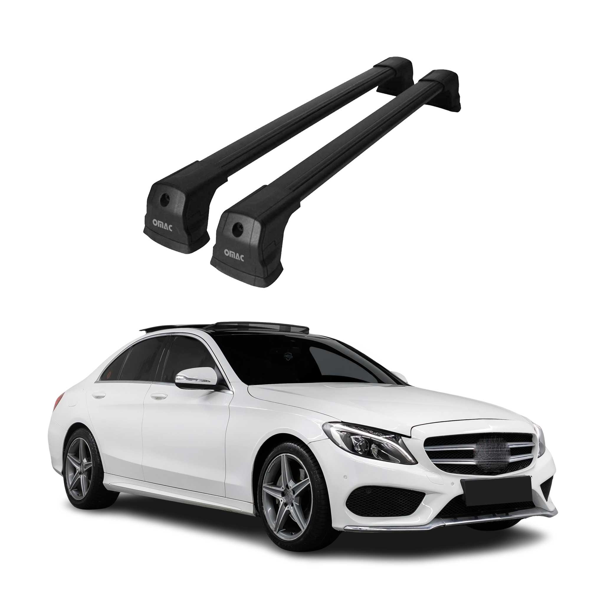 Barres de toit transversales pour Mercedes W205 2014-2021 Berline Alu Noir