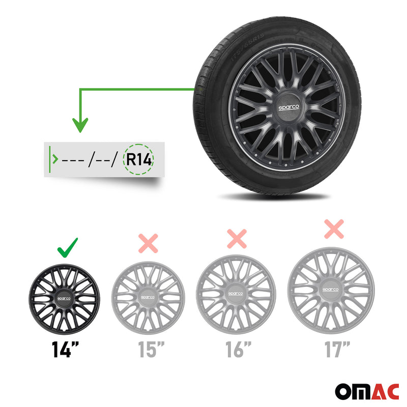SPARCO Jeu Enjoliveurs de Roues 14 Pouces Gris