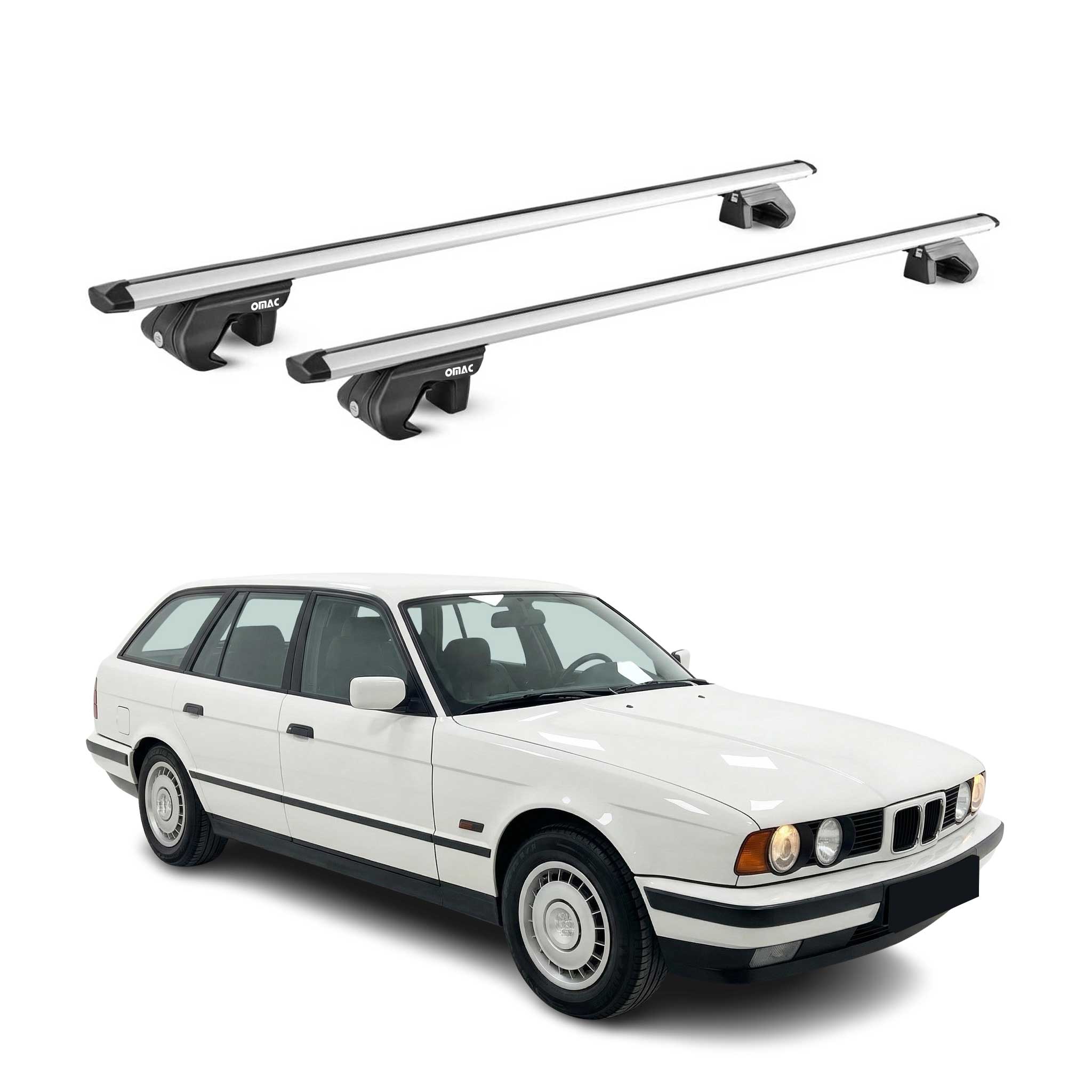 Barres de toit transversales pour BMW Serie 5 Break E34 1991-1997 Gris ABE