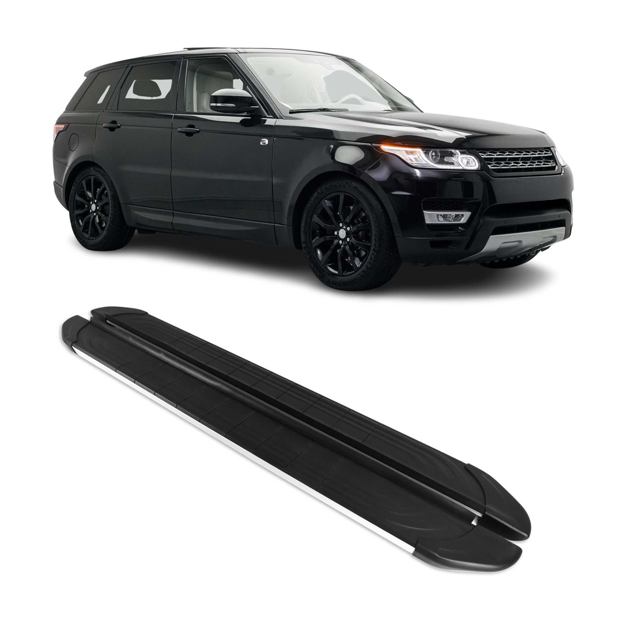 Marchepieds Latéraux pour Range Rover Sport 2013-2022 Alu Gris Noir 2Pcs