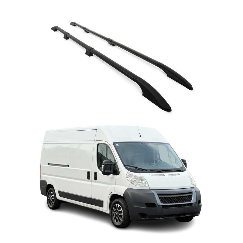 2006-2024 Peugeot Boxer II Barres de toit longitudinales L3 H2 Alu Noir 2x