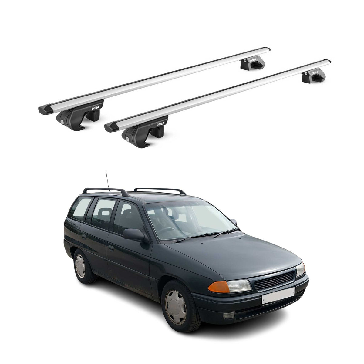Barres de toit transversales pour Opel Astra F G Break 1991-04 Alu Gris 2x ABE