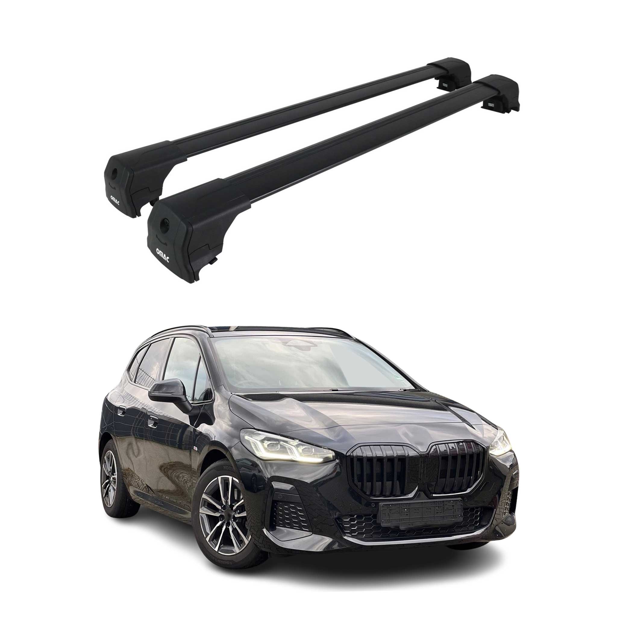Barres De Toit Transversales pour BMW Serie 2 Active Tourer U06 2021-26 Noir 2x