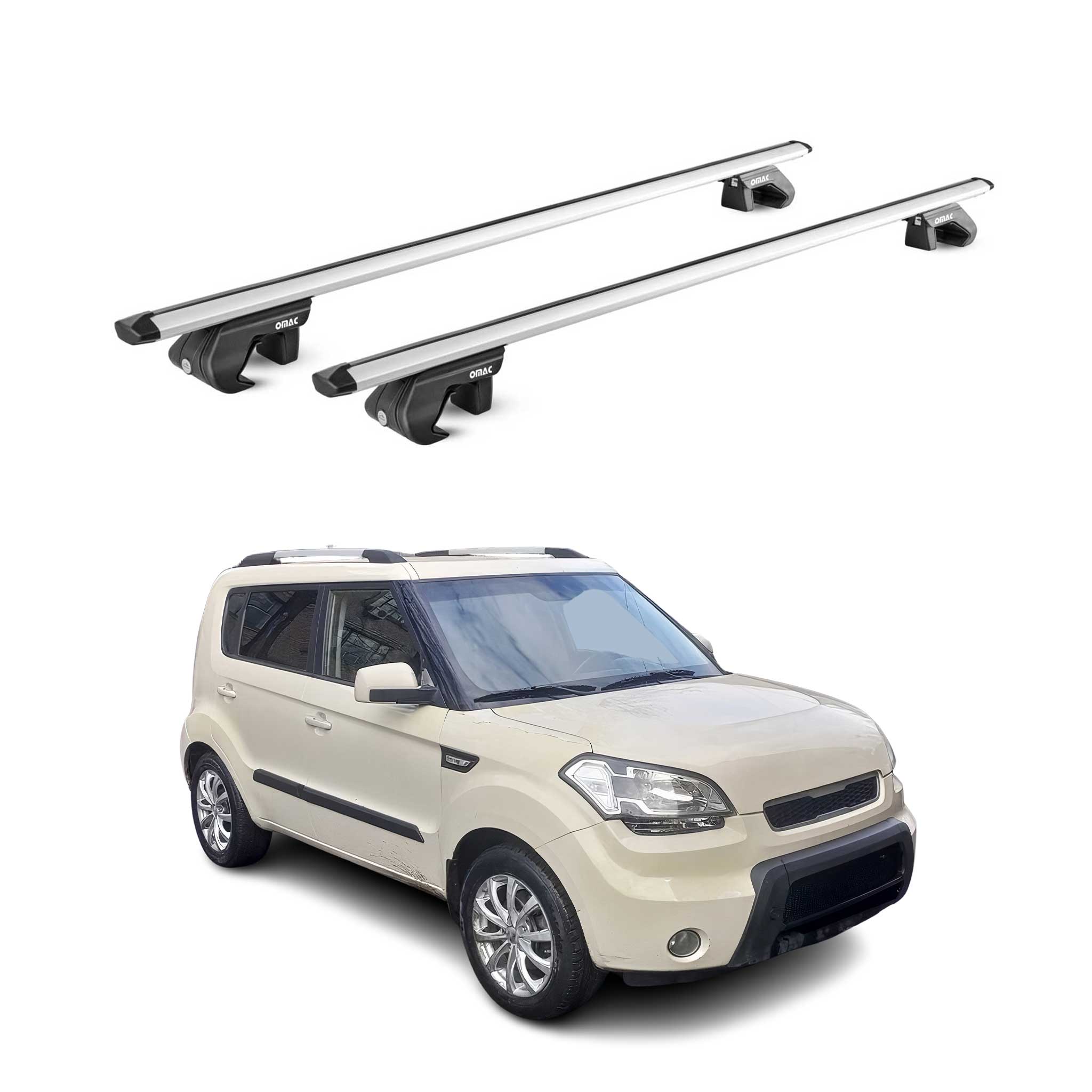 Barres de toit transversales ABE pour Kia Soul AM 2008-2013 5 P Alu Gris 2x