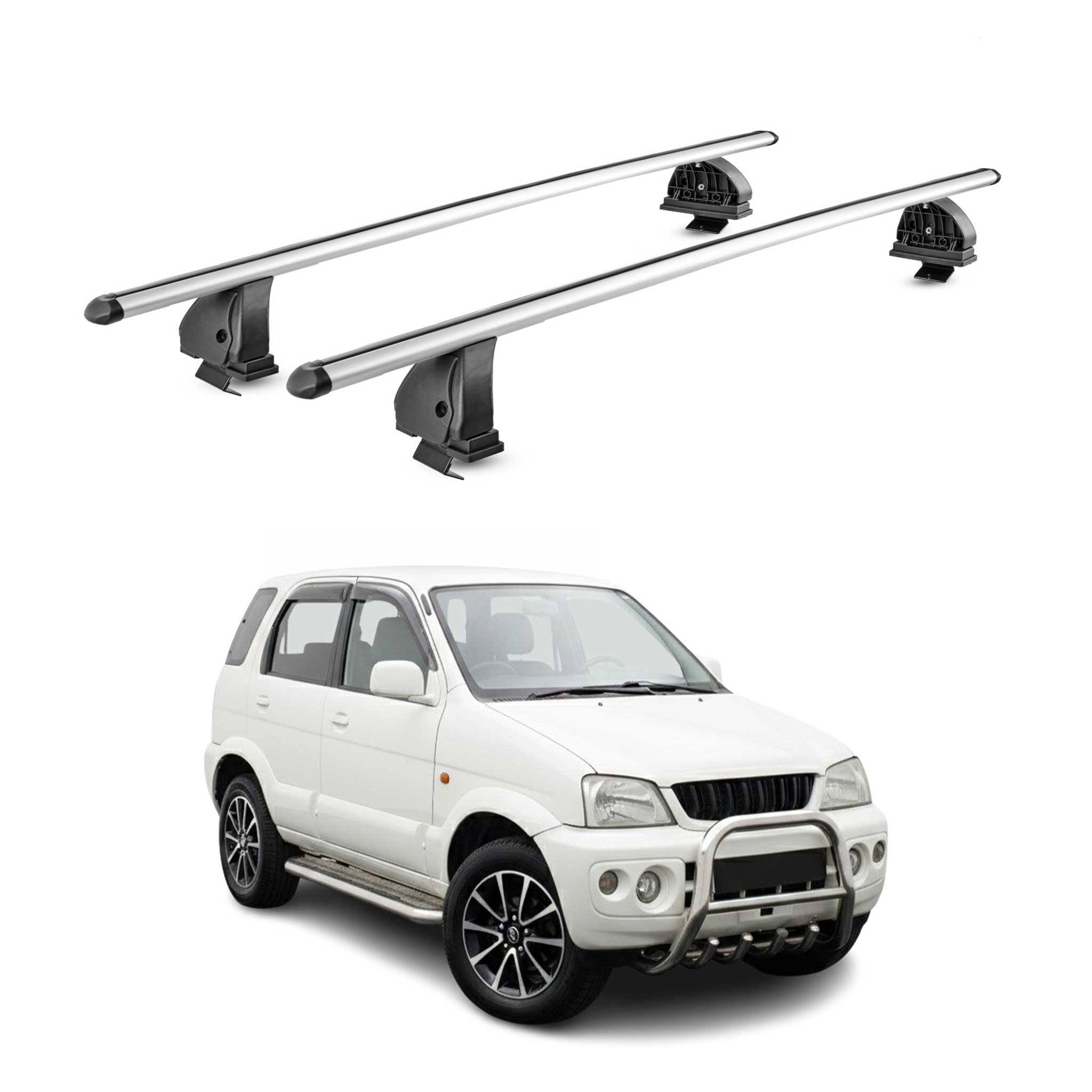 Barres de toit transversales Alu pour Daihatsu Terios I 1997-2005 TÜV Gris 2Pcs