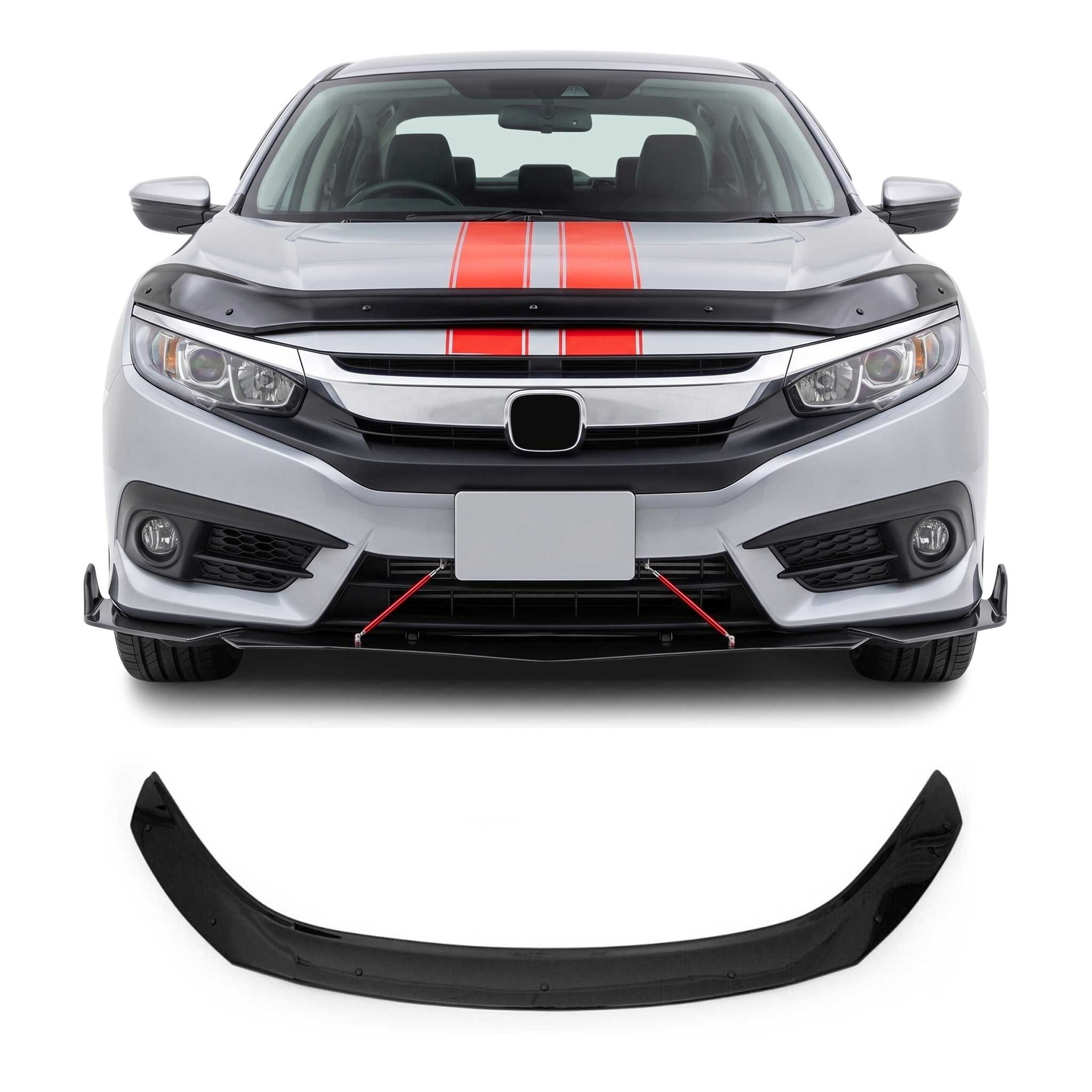 Deflecteurs d'air capot de voiture pour Honda Civic 2016-2021 Acrylique Noir