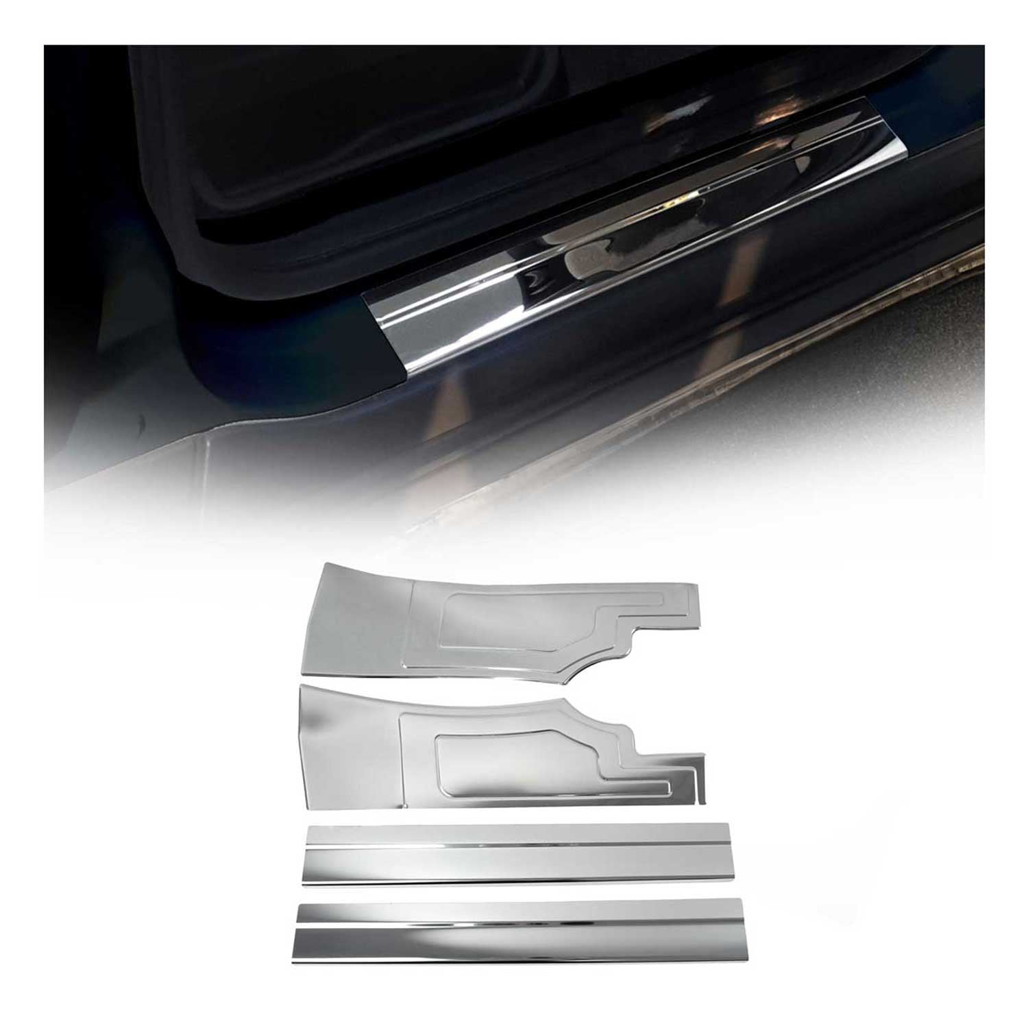 Couverture de Seuil de porte pour Ford Connect 2014-2020 acier inox chromé 4 Pcs