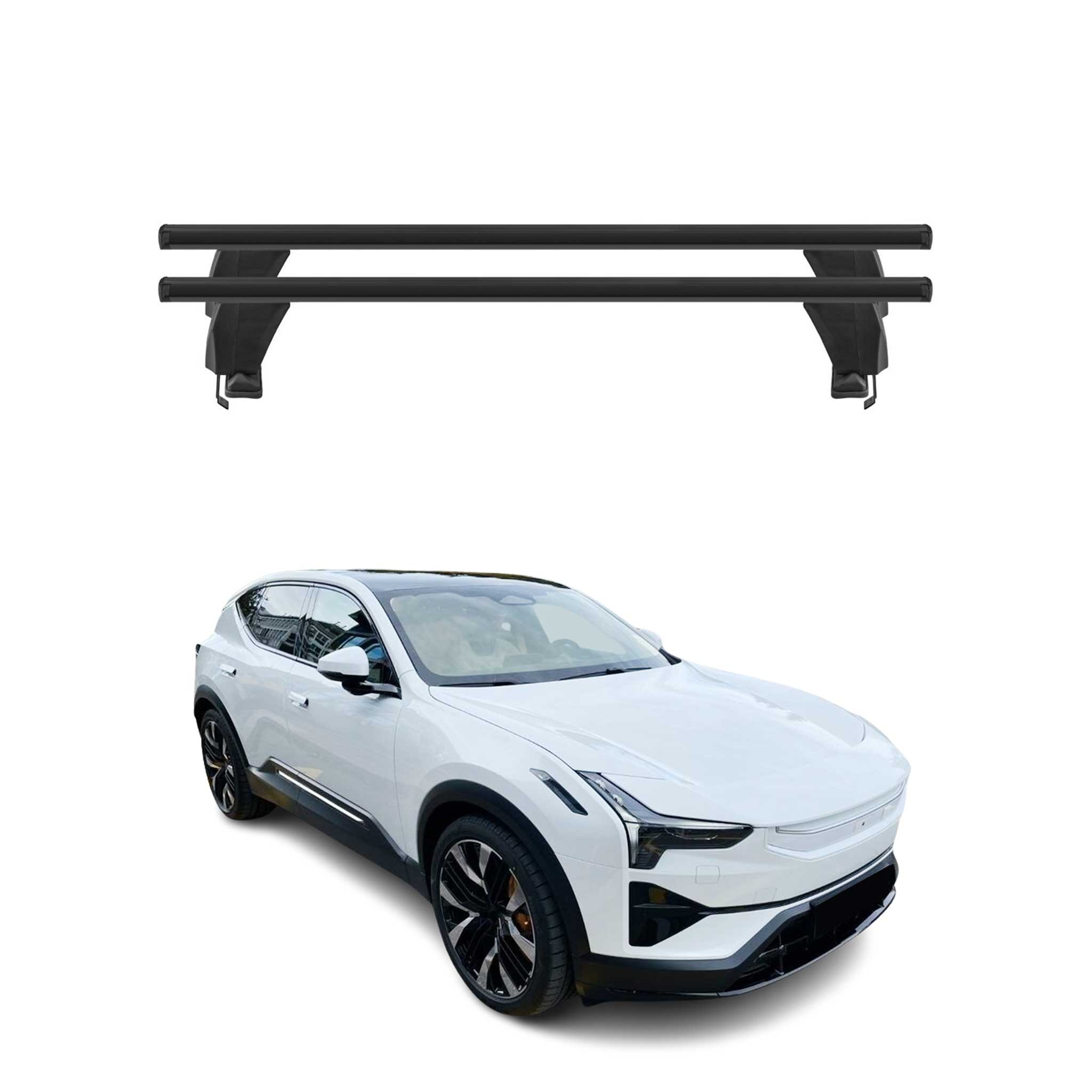 Menabo Barres de toit transversales pour Polestar 2 2020-2026 Alu Noir 2x