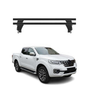 Menabo Barres de toit Transversales pour Renault Alaskan 2017-2021 Alu Noir ABE