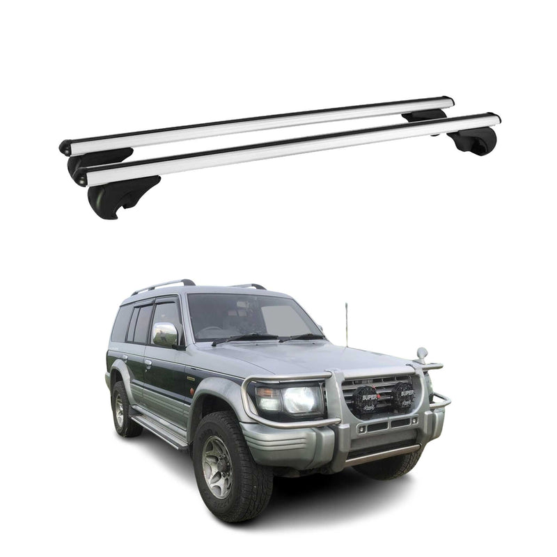 Barres de toit Transversales pour Mitsubishi Pajero 1990-2000 Aluminium Argent