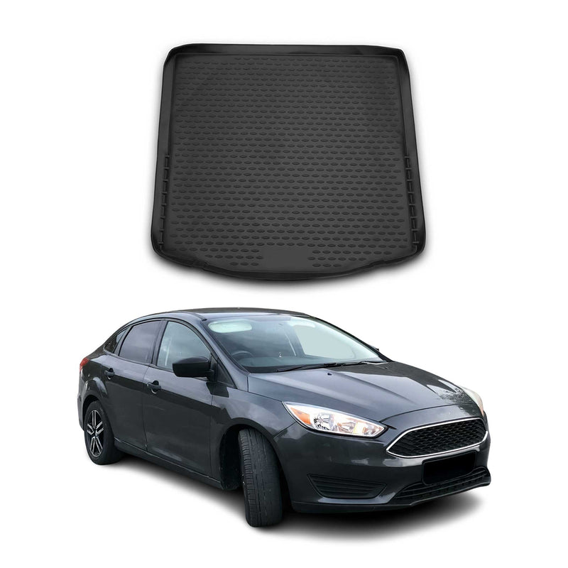 Tapis de Coffre pour Ford Focus III Berline 2011-2018 TPE Noir