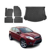 Kit Tapis de sol et coffre pour Ford Kuga I 2008-2012 TPE Noir 5 Pcs