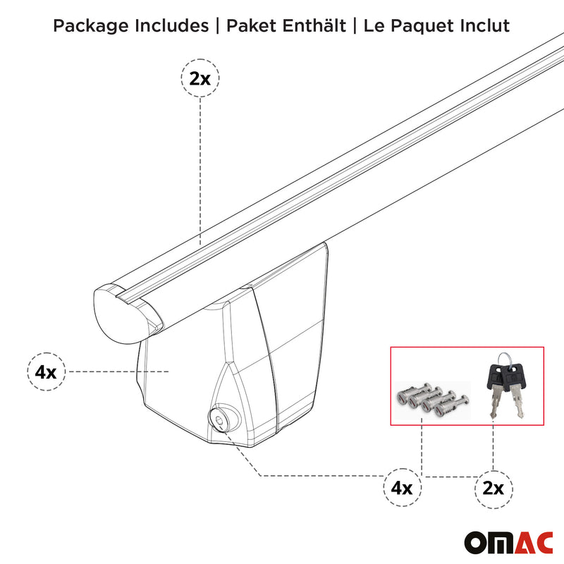 Menabo Barres de toit Transversales pour Opel Combo 2014-2018 Alu Gris TUV 2x