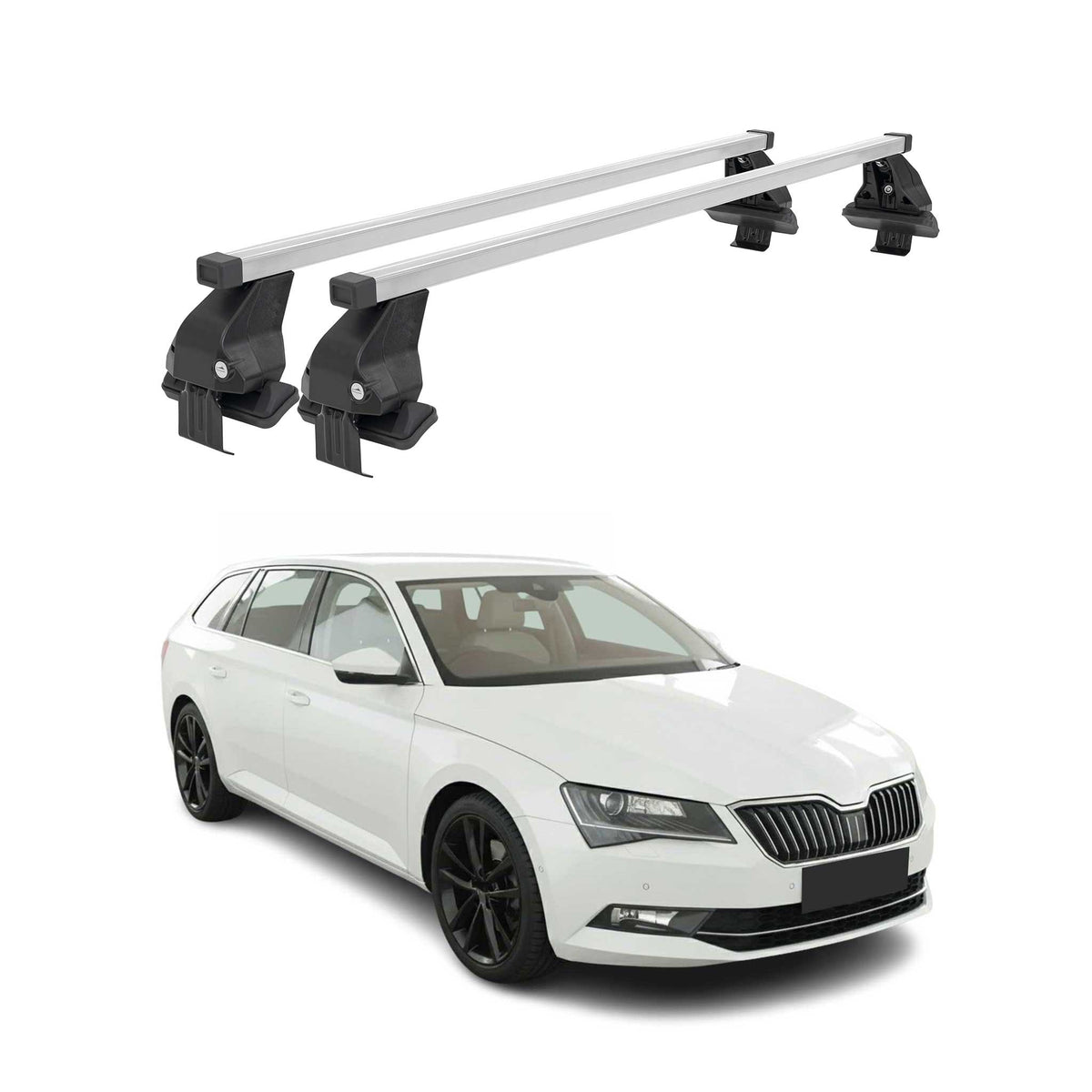 Barres de toit transversales pour Skoda Superb Wagon 2015-2019 Acier Gris
