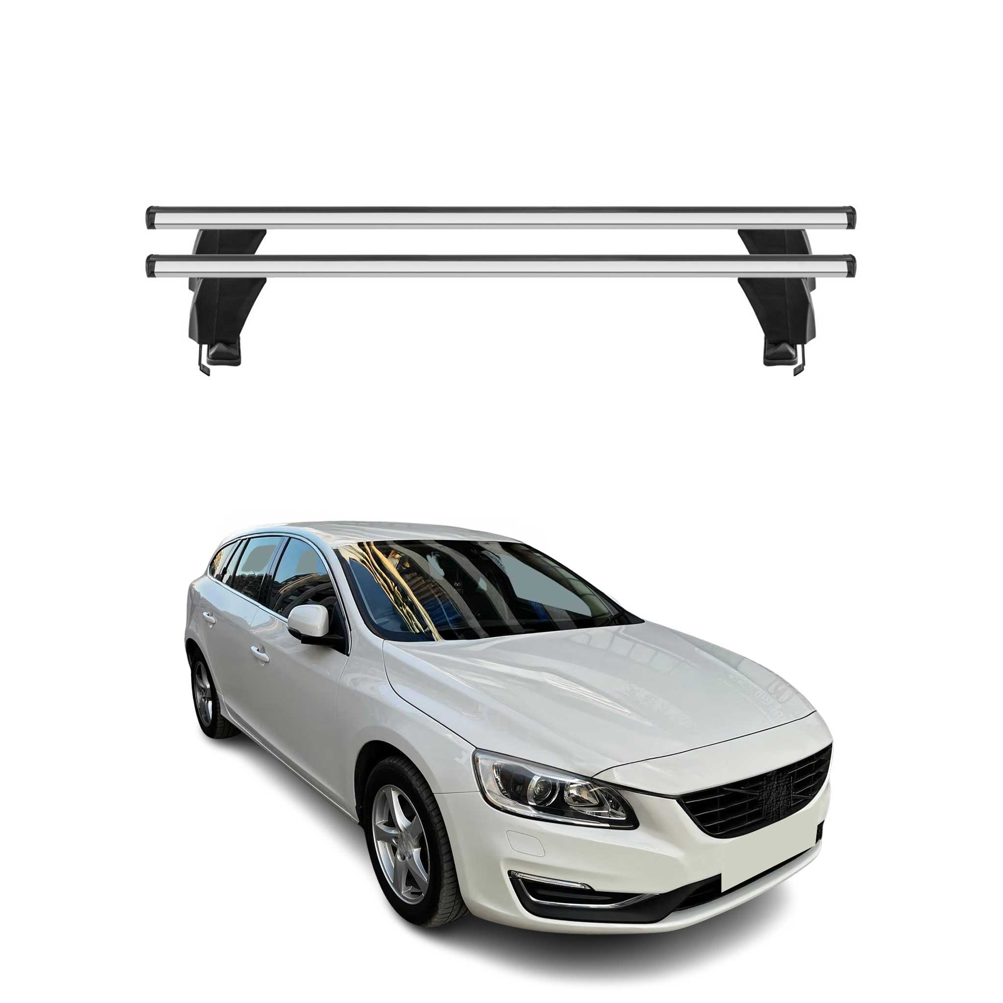 Menabo Barres de toit Transversales pour Volvo V60 2013-2018 Alu Gris ABE 2x