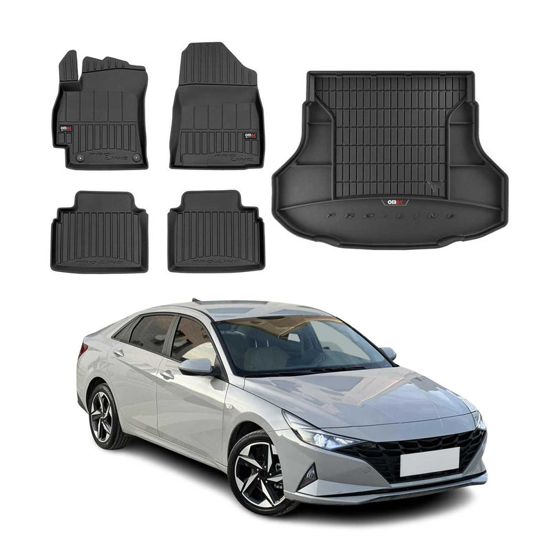 Kit Tapis de Sol et Coffre pour Hyundai Elantra 2020-2022 TPE Noir