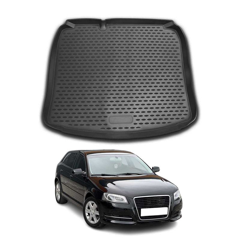 OMAC Tapis de coffre pour Audi A3 8P1 8PA HB Sportback 2003-2013 TPE Noir