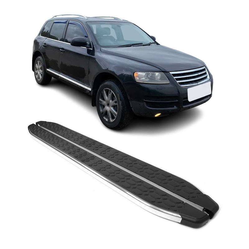 Marchepieds Latéraux pour VW Touareg 2003-2010 inox Brillant Argent Noir 2Pcs