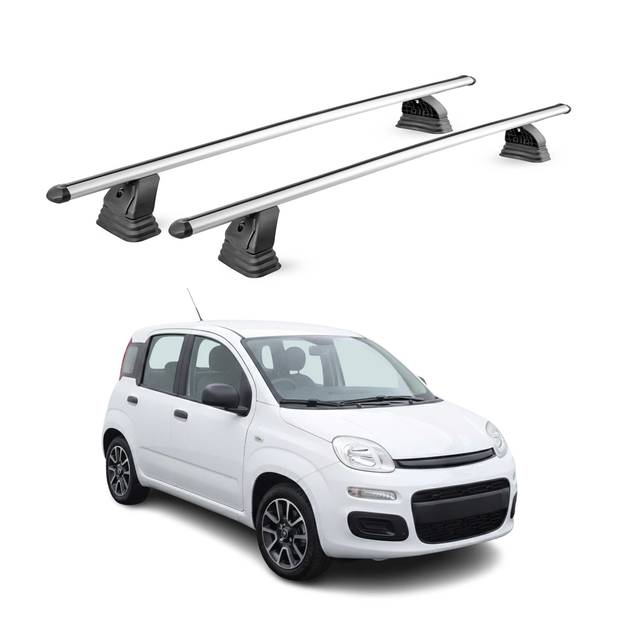 Barres de toit transversales Alu pour Fiat Panda III 2012-2026 TÜV 75 kg Gris 2x