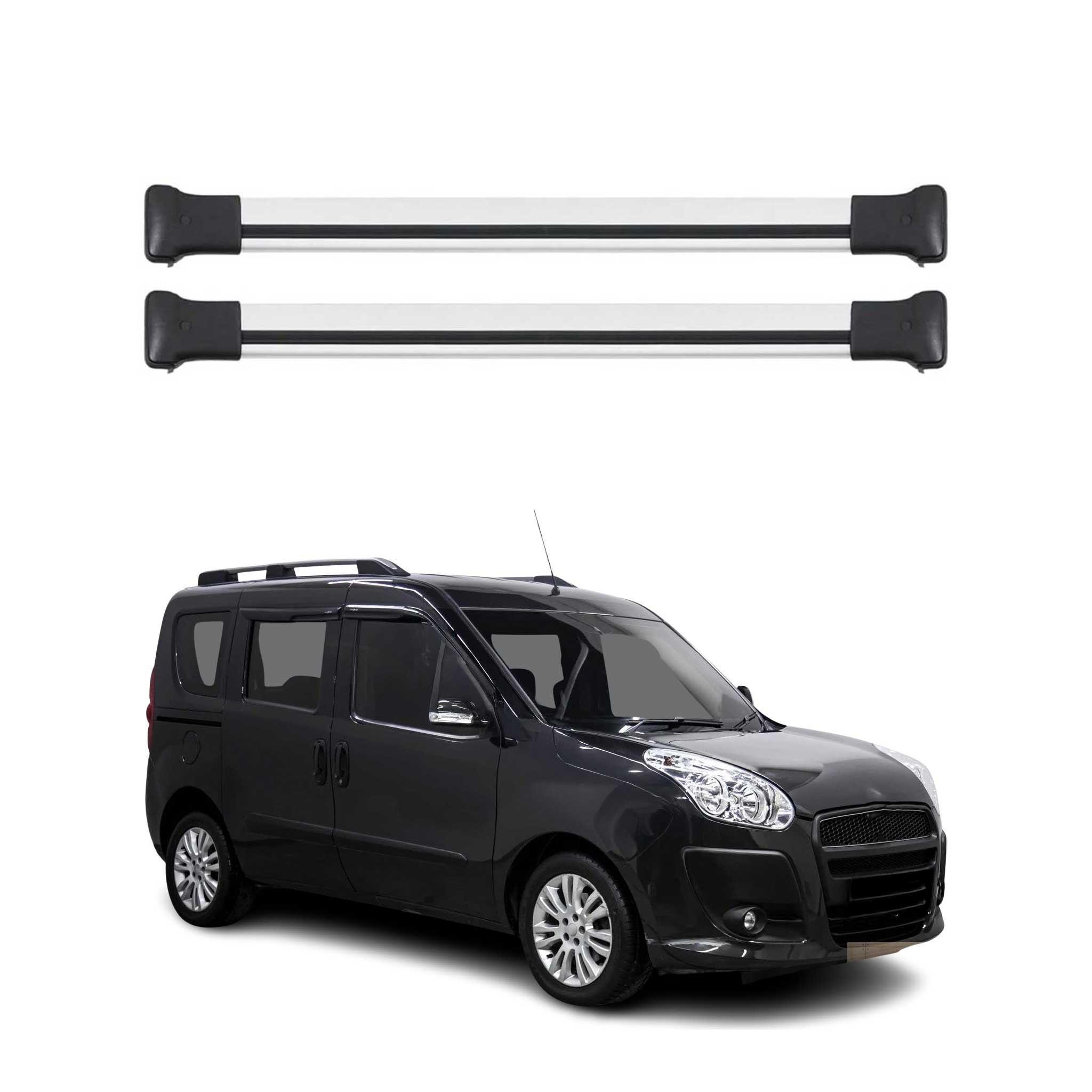 Barres de toit transversales pour Fiat Doblo 2010-2021 Aluminium Gris