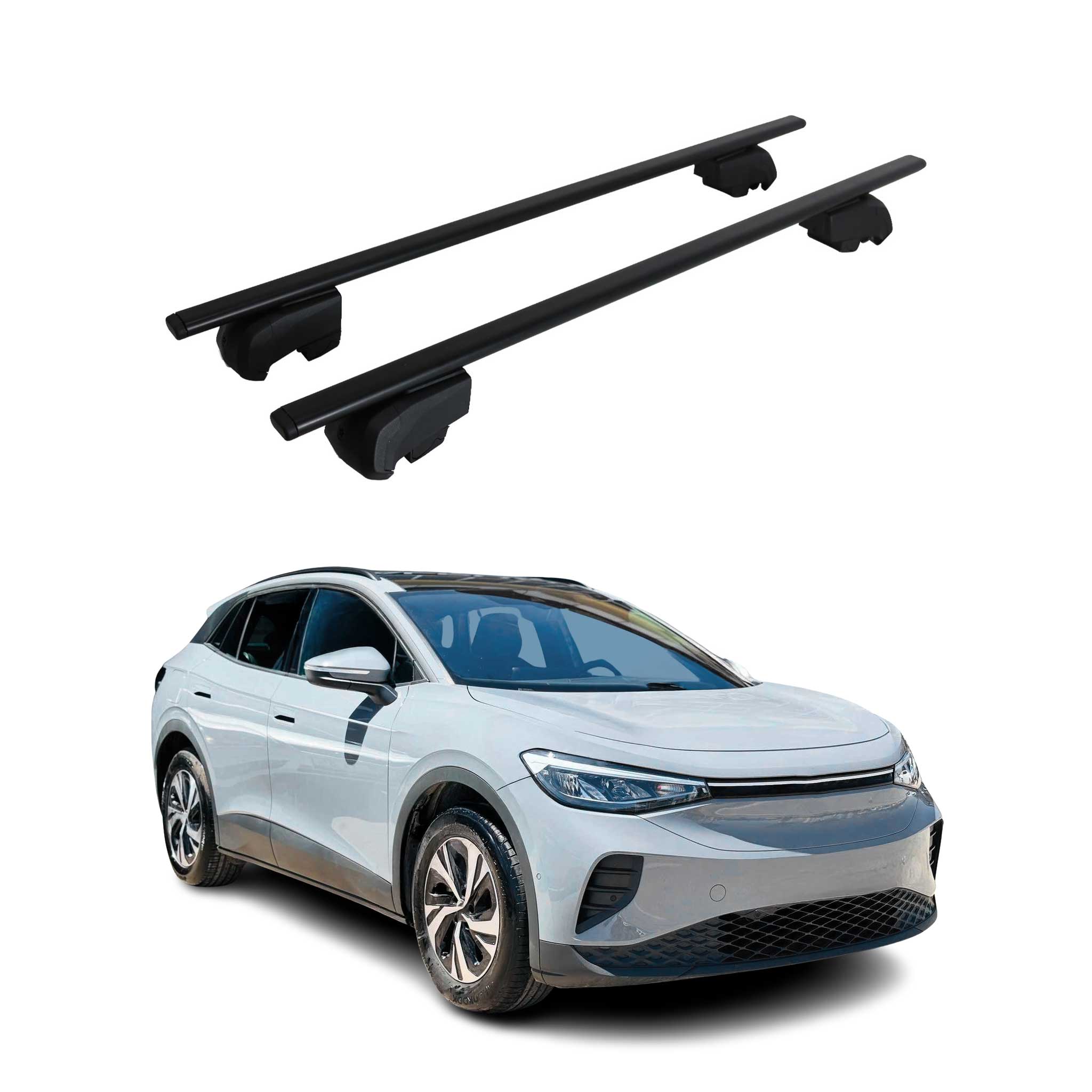Barres de toit Transversales pour VW ID.4 2020-2023 Fer Noir ABE