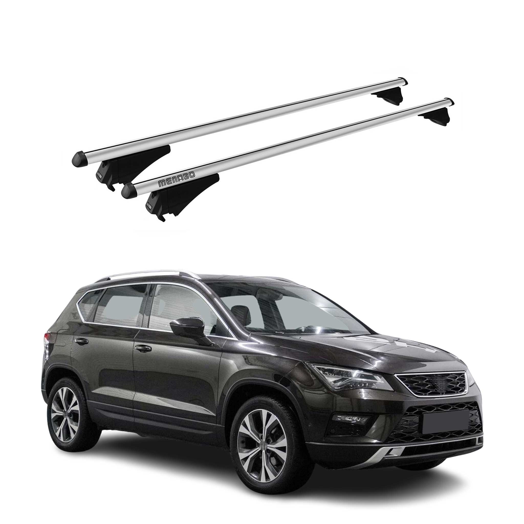 Tiger Barres De Toit Transversales pour Seat Ateca 2016-2025 Aluminium Gris 2x