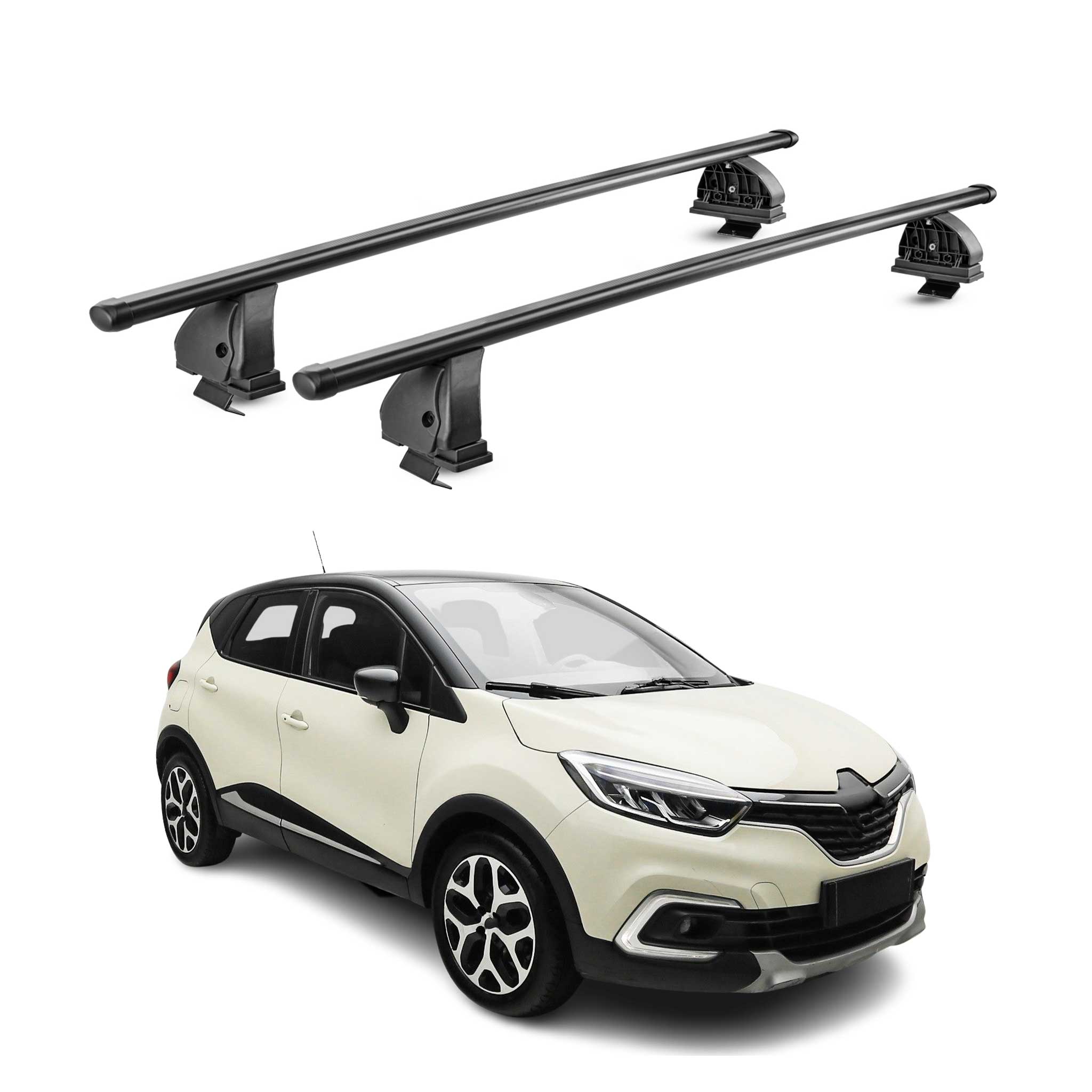 Barres de toit transversales acier pour Renault Captur I 2013-2019 TÜV Noir 2Pcs