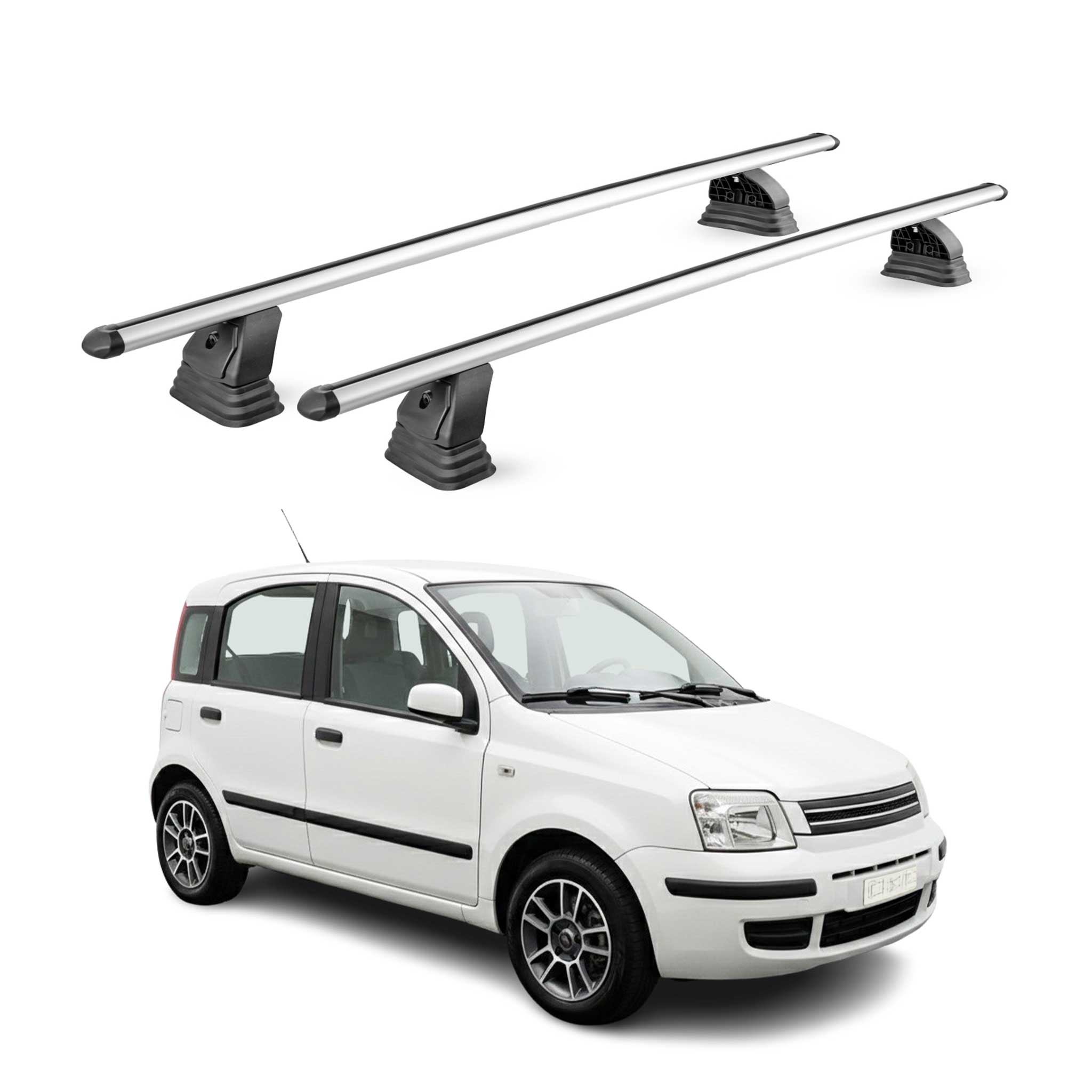 Barres de toit transversales Alu pour Fiat Panda II 2003-2012 TÜV 75 kg Gris 2x
