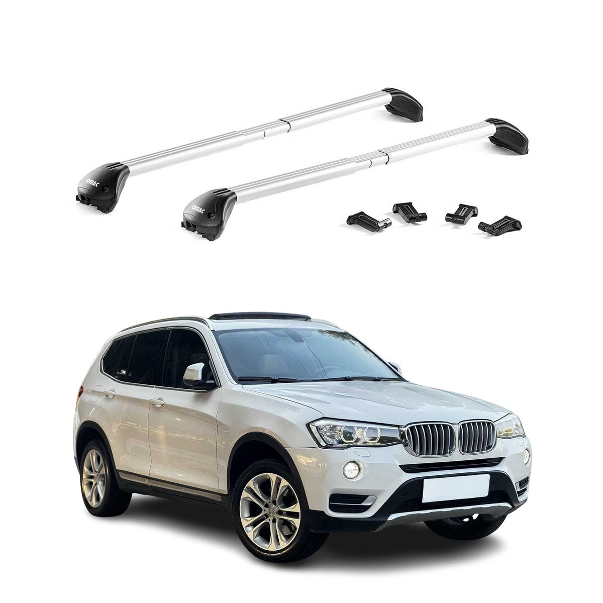 Barres de toit transversales pour BMW X3 F25 G01 2011-2024 Alu Gris 2x ABE