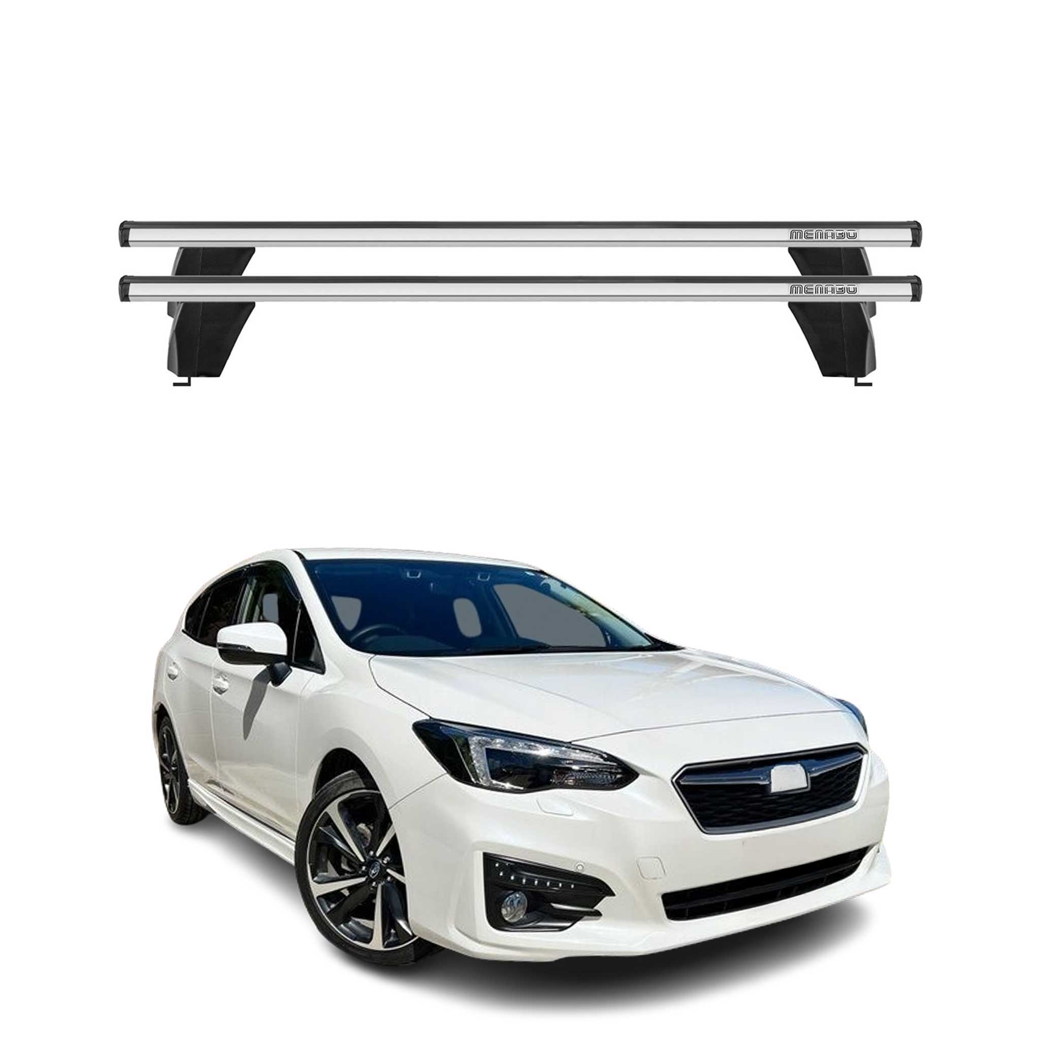 Menabo Barres de toit Transversales pour Subaru Impreza SD 2016-2023 Alu Gris