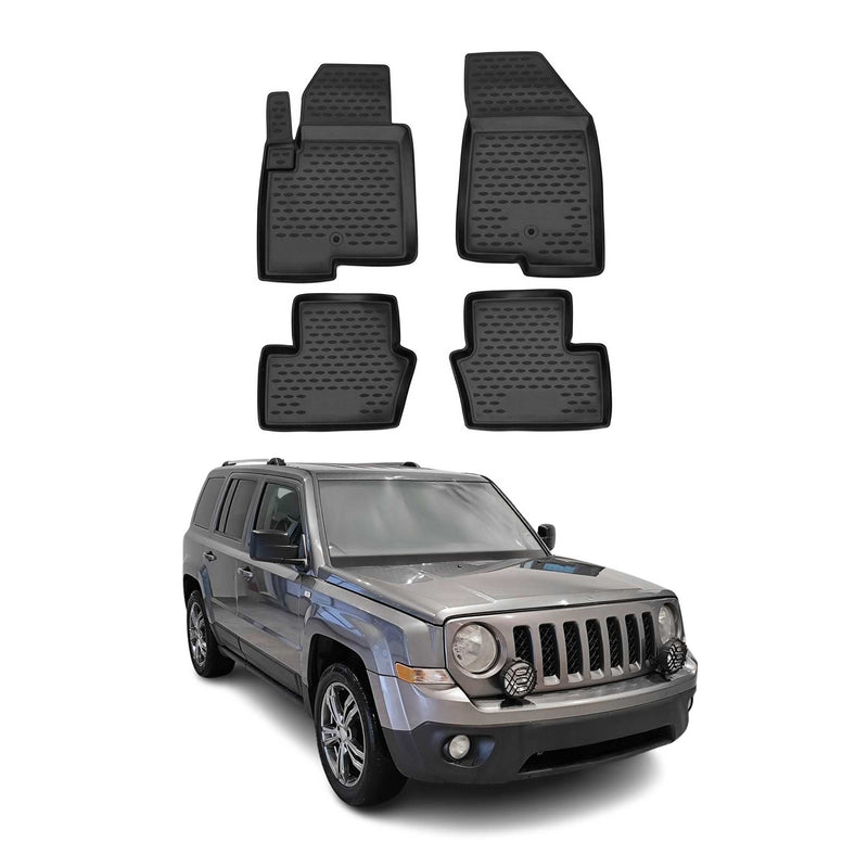 Tapis de sol pour Jeep Patriot 2007-2017 en caoutchouc TPE 3D Noir 4Pcs