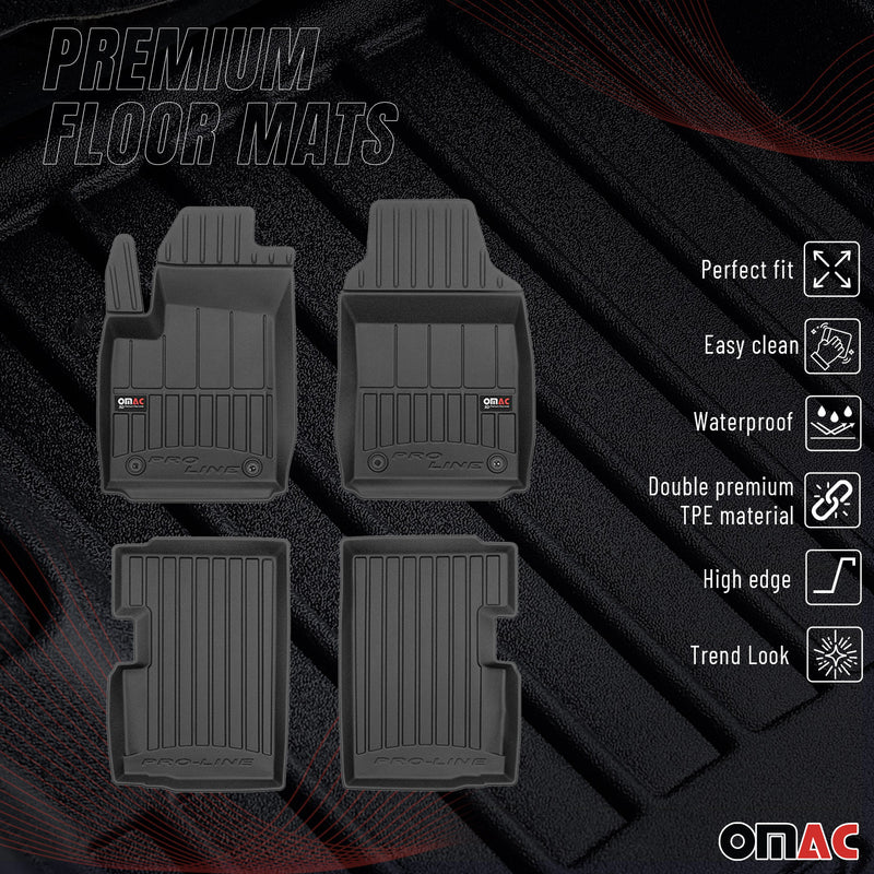 OMAC Tapis de sol en caoutchouc pour Fiat 500 500C 2007-2025 Noir Premium