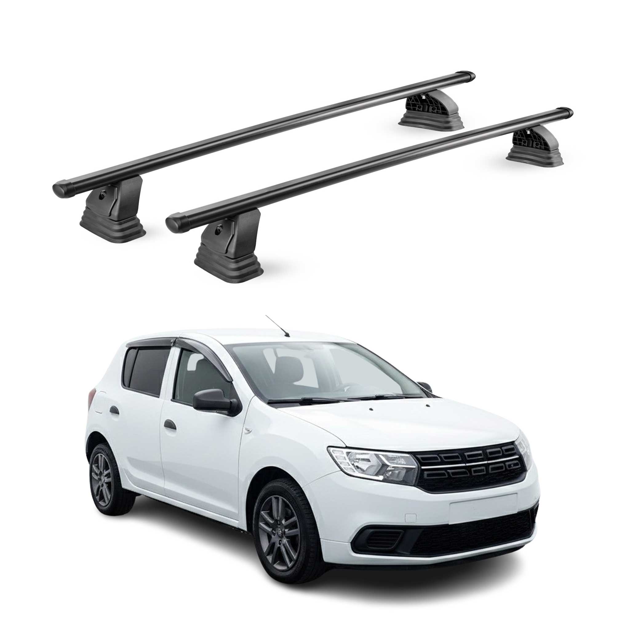 Barres de toit transversales acier pour Dacia Sandero II 2012-2020 TÜV Noir 2Pcs