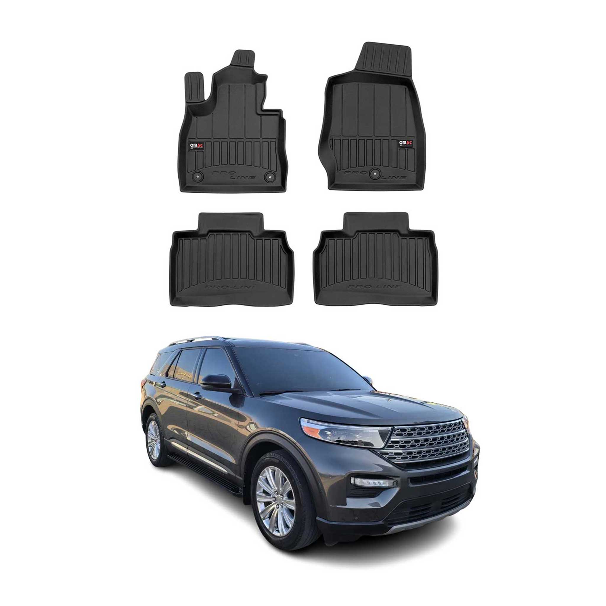 OMAC Tapis de sol en caoutchouc pour Ford Explorer U6 2020-2026 Noir Premium