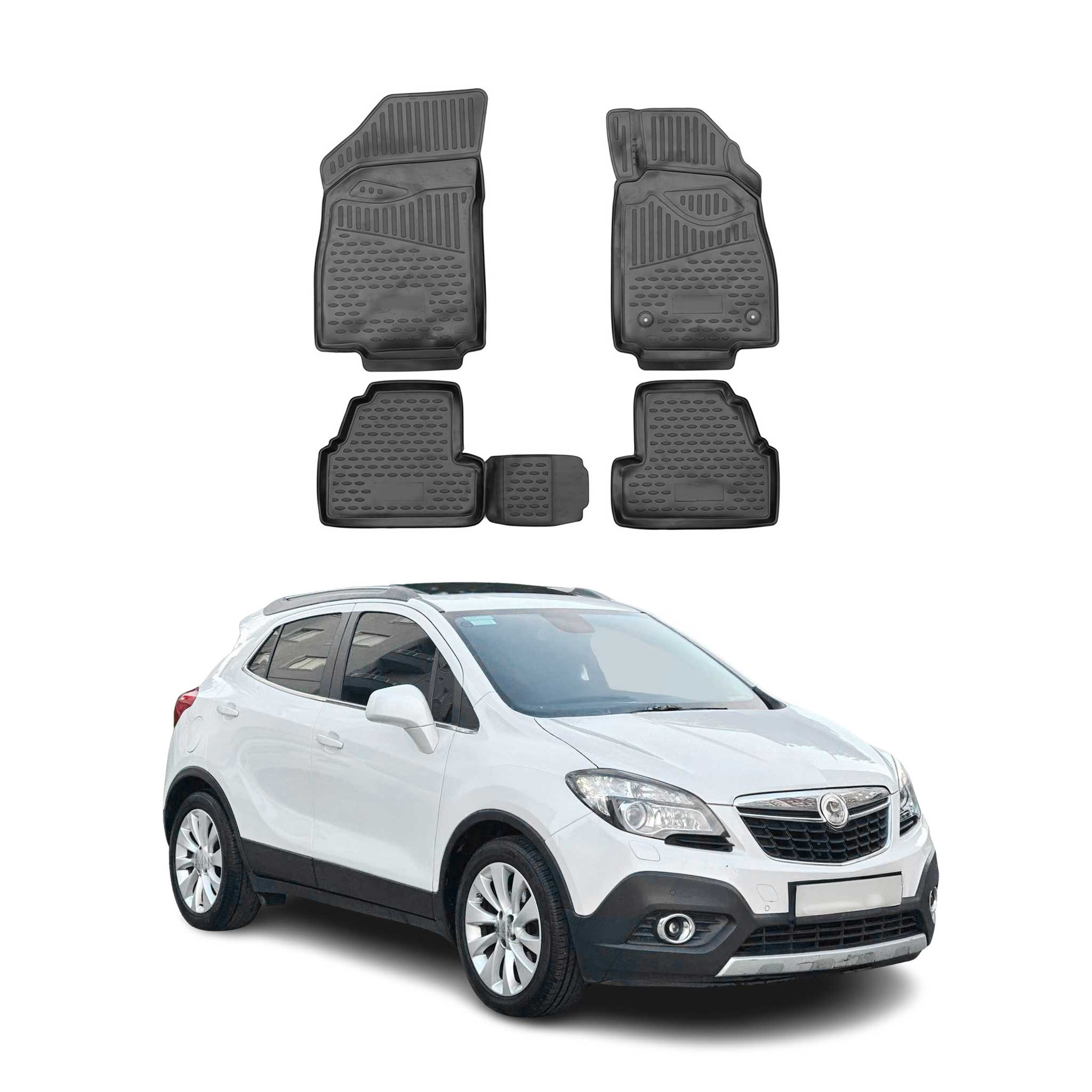 Tapis de sol pour Opel Mokka 2012-2017 RHD en caoutchouc TPE 3D Noir 4Pcs