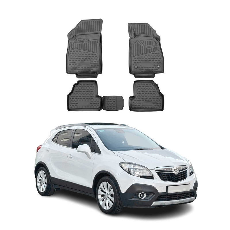 Tapis de sol pour Opel Mokka 2012-2017 RHD en caoutchouc TPE 3D Noir 4Pcs