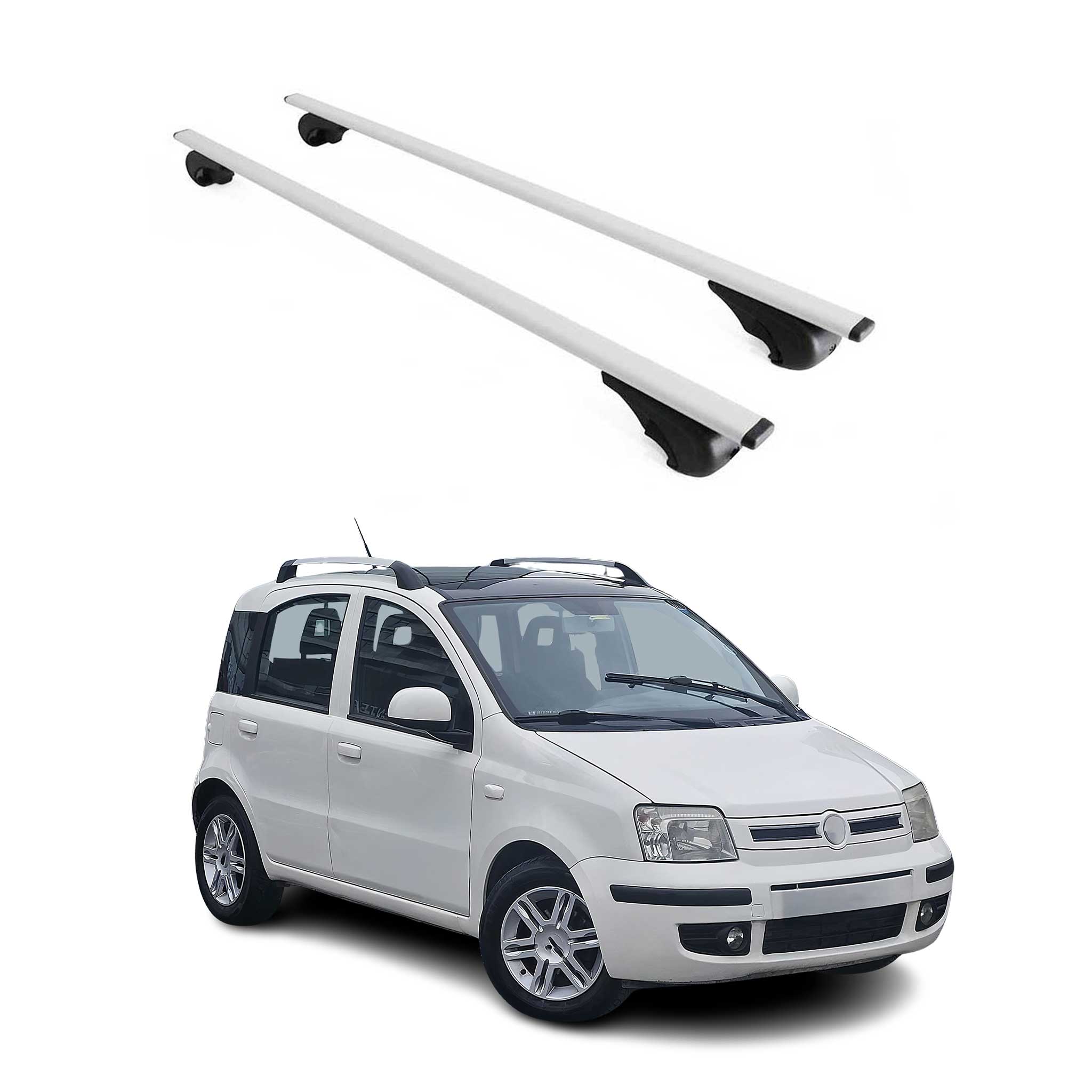 Barres de toit Transversales pour Fiat Panda 2011-2026 Fer Argent