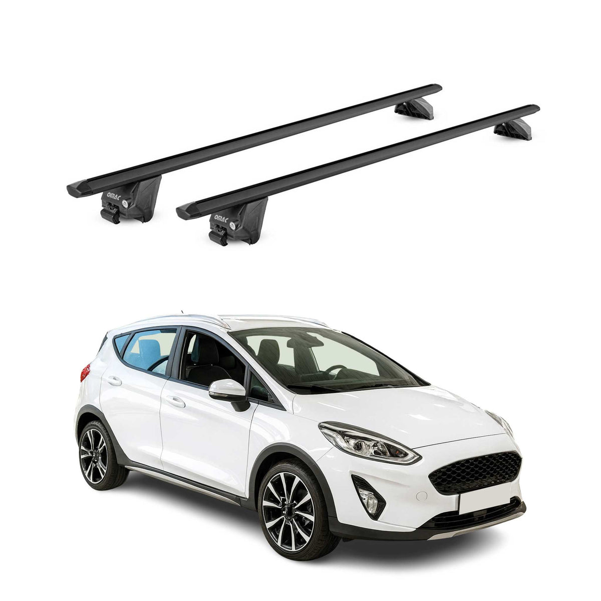 Barres de toit transversales pour Ford Fiesta VII Active 2018-23 Alu Noir 2x ABE