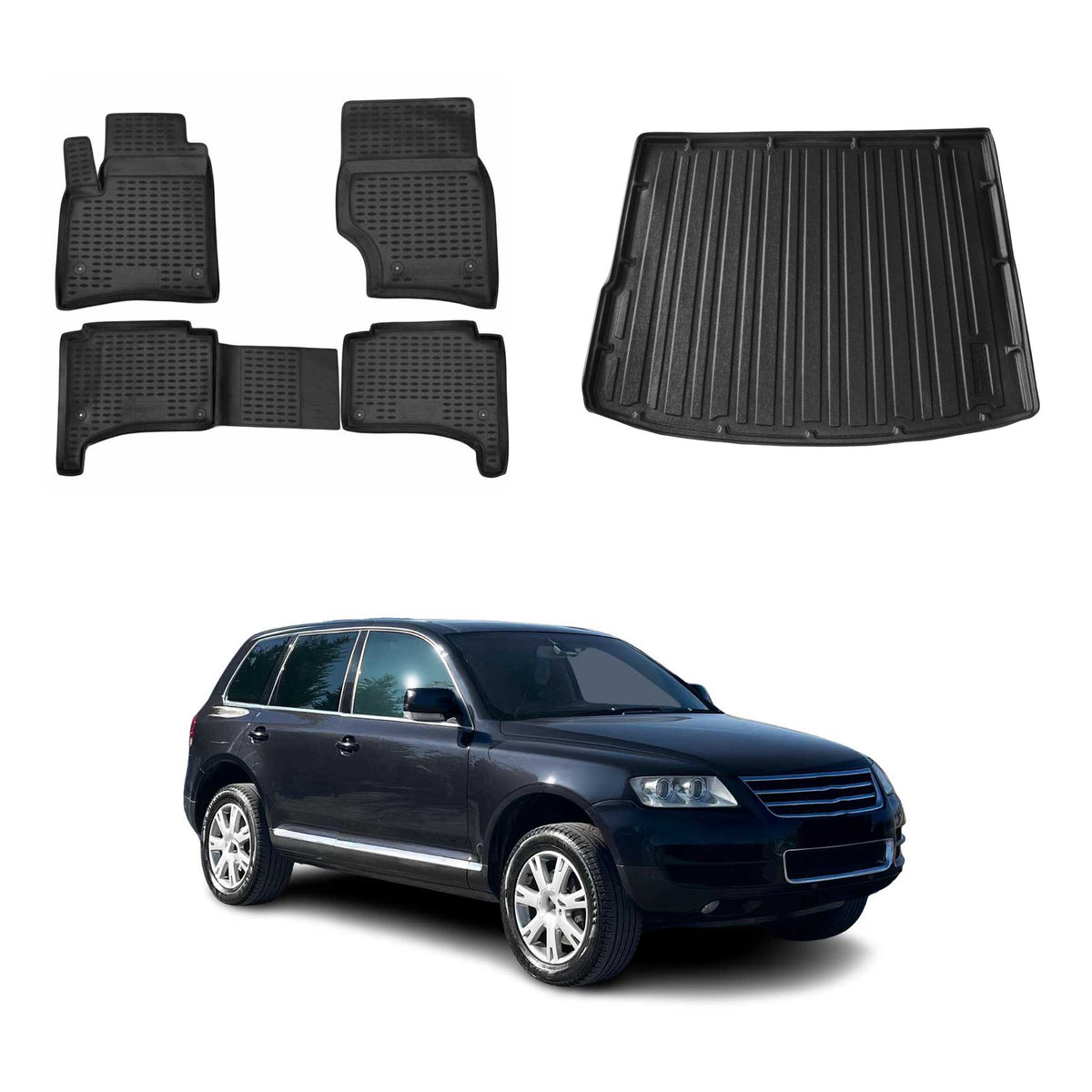 OMAC Kit Tapis de Sol et Coffre pour VW Touareg I 2002-2006 Pre-FL
